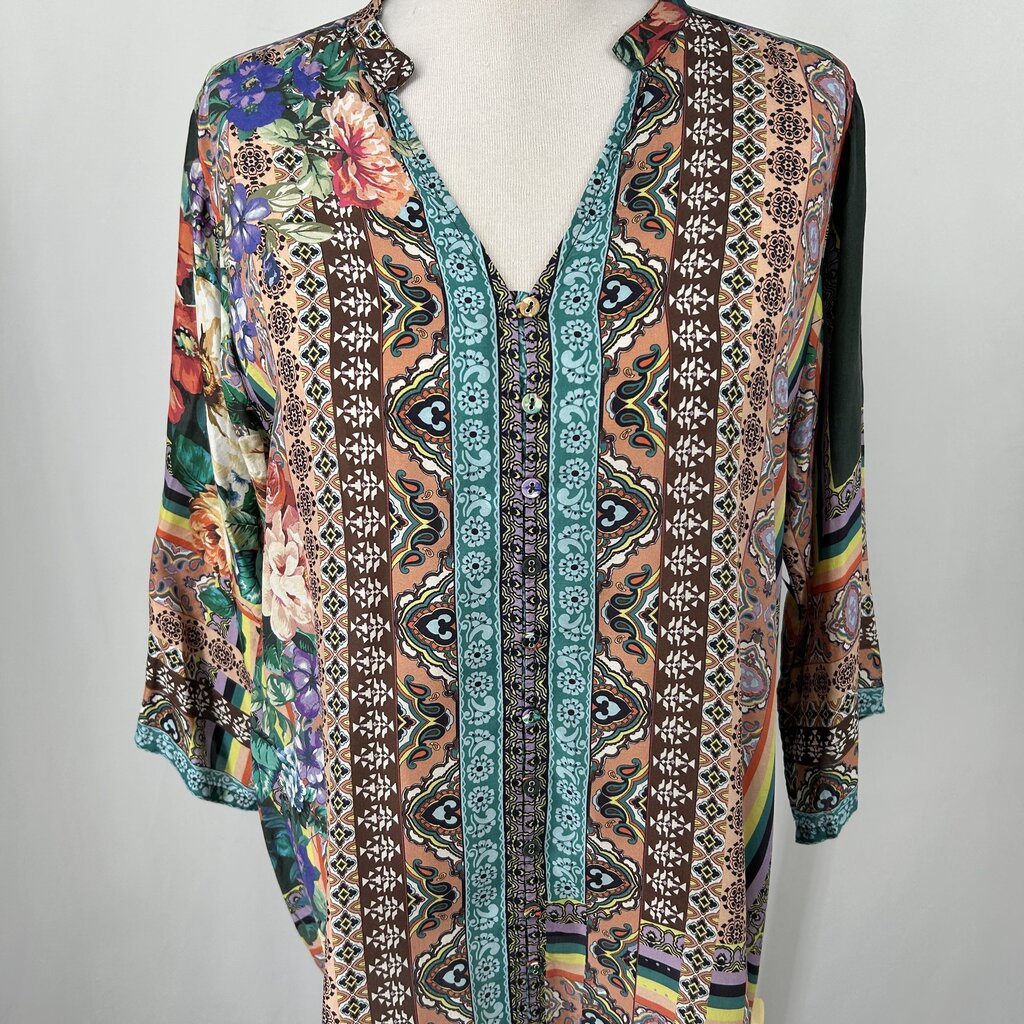 Johnny Was L/s Floral Silk Shirt
