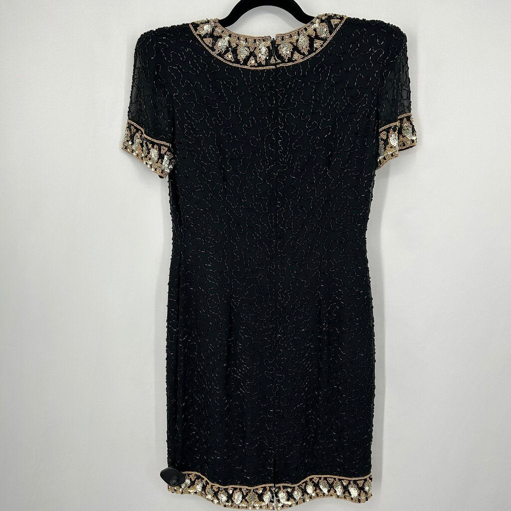 A.J. Bari S/s Beaded Silk Dress