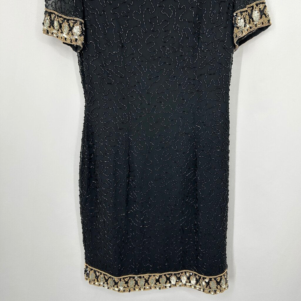 A.J. Bari S/s Beaded Silk Dress