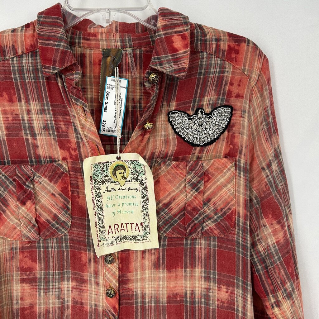 Aratta L/s Plaid & Floral Tunic