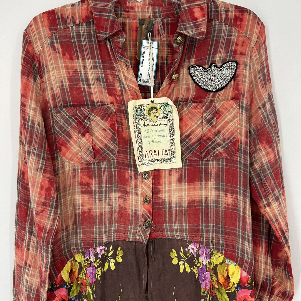 Aratta L/s Plaid & Floral Tunic