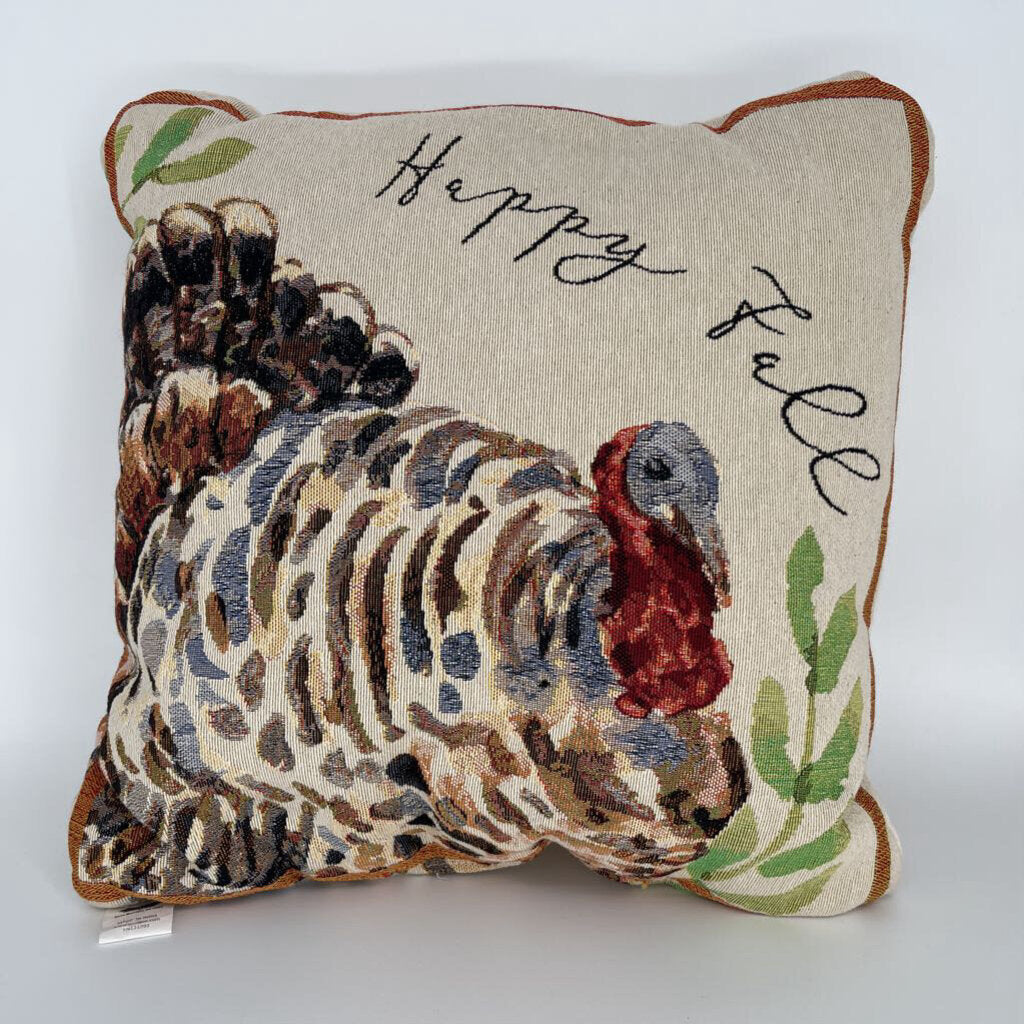 Happy Fall Turkey Motif Pillow