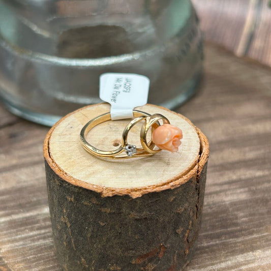 14k Diamond Rose Ring
