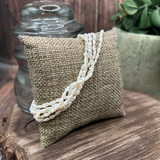 14k Clasp Rice Pearl Bracelet