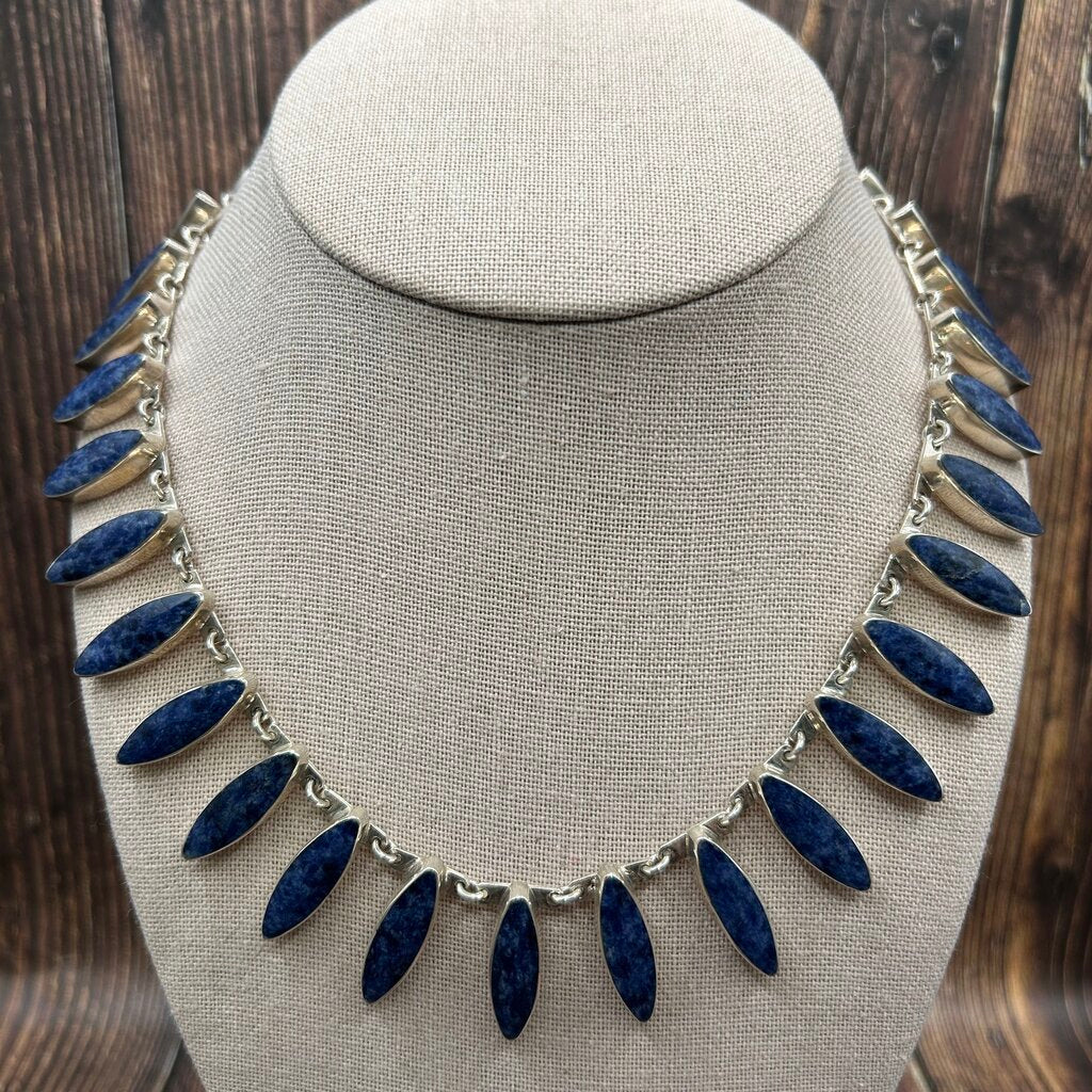 Marquis Lapis & Sterling Collar Necklace