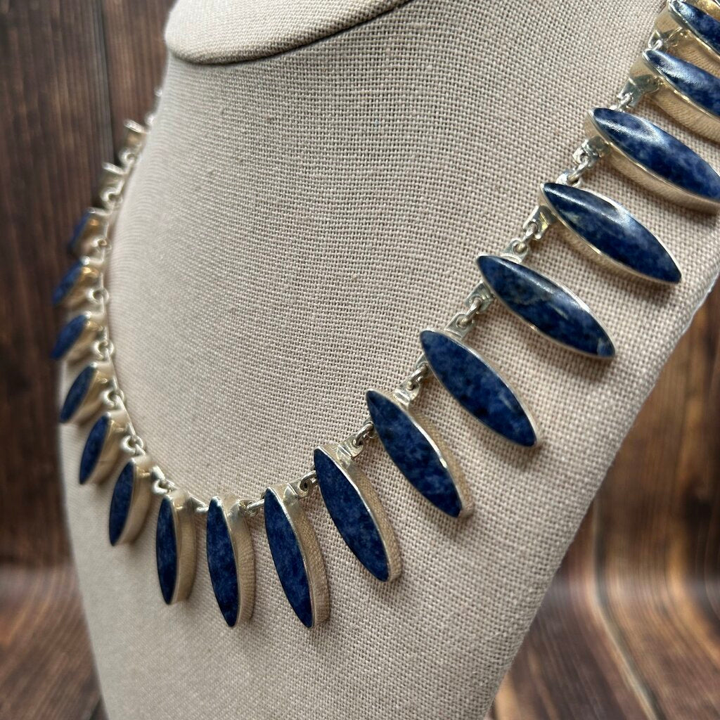 Marquis Lapis & Sterling Collar Necklace