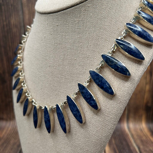 Marquis Lapis & Sterling Collar Necklace