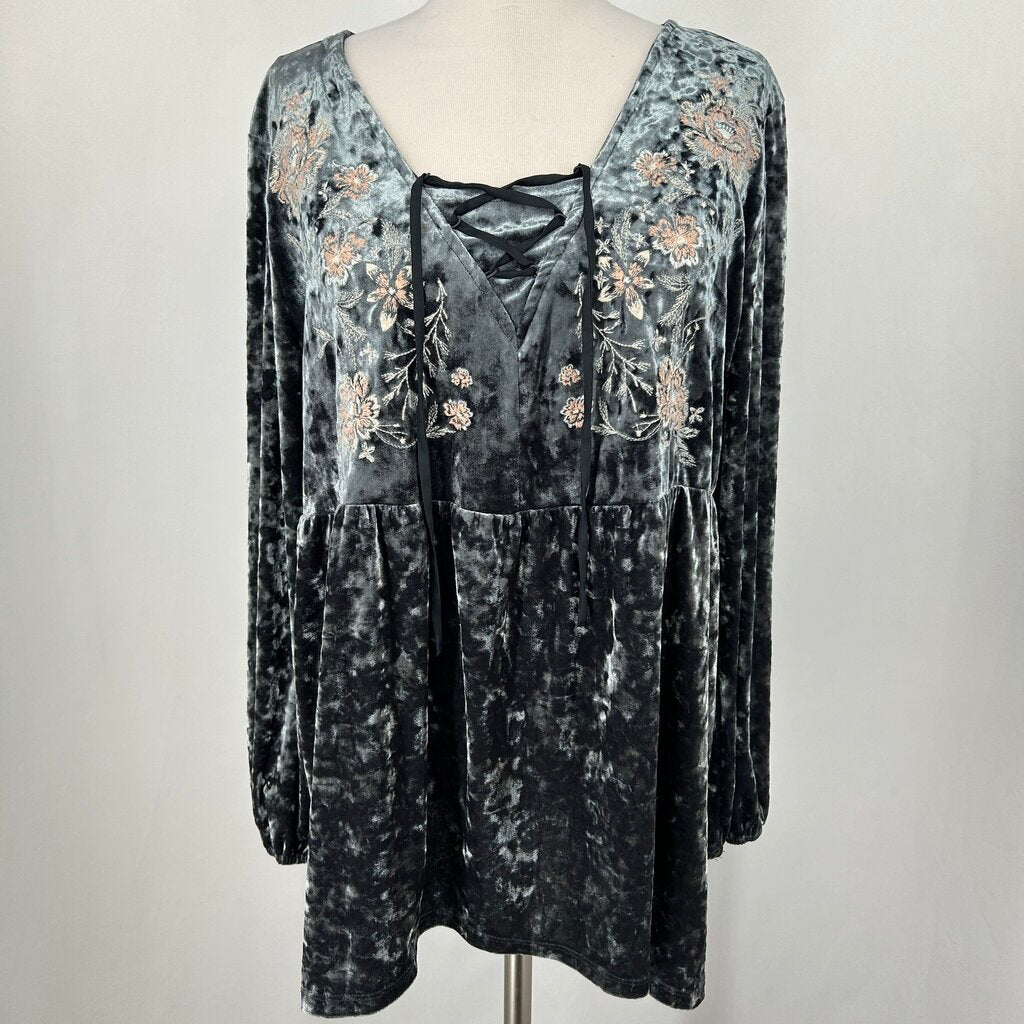 Style & Co Velour Floral Shirt