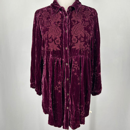 Johnny Was L/s Floral Velour Shirt