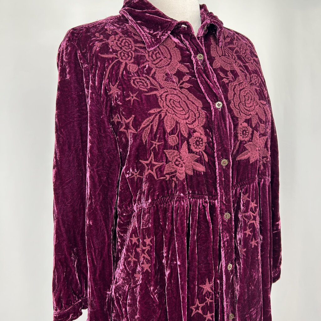 Johnny Was L/s Floral Velour Shirt