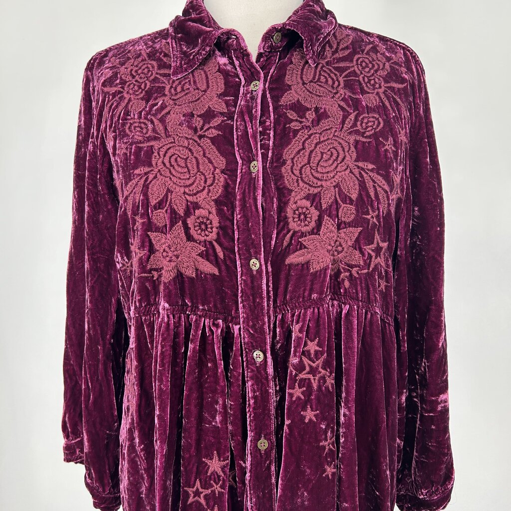 Johnny Was L/s Floral Velour Shirt
