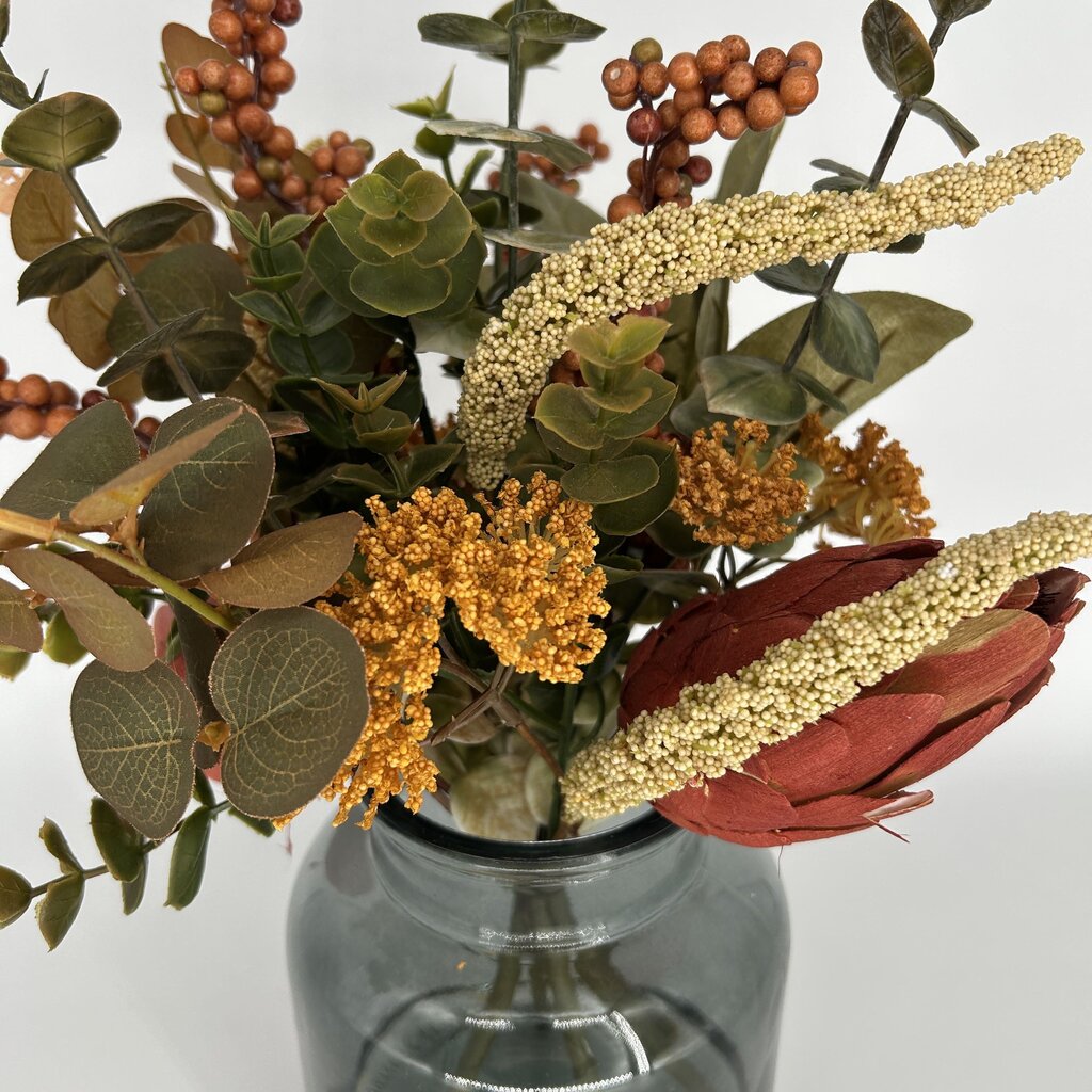 Fall Floral Arrangement in Glass Jar