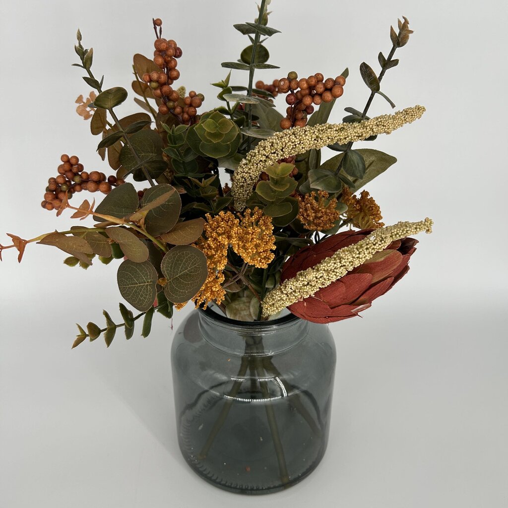 Fall Floral Arrangement in Glass Jar