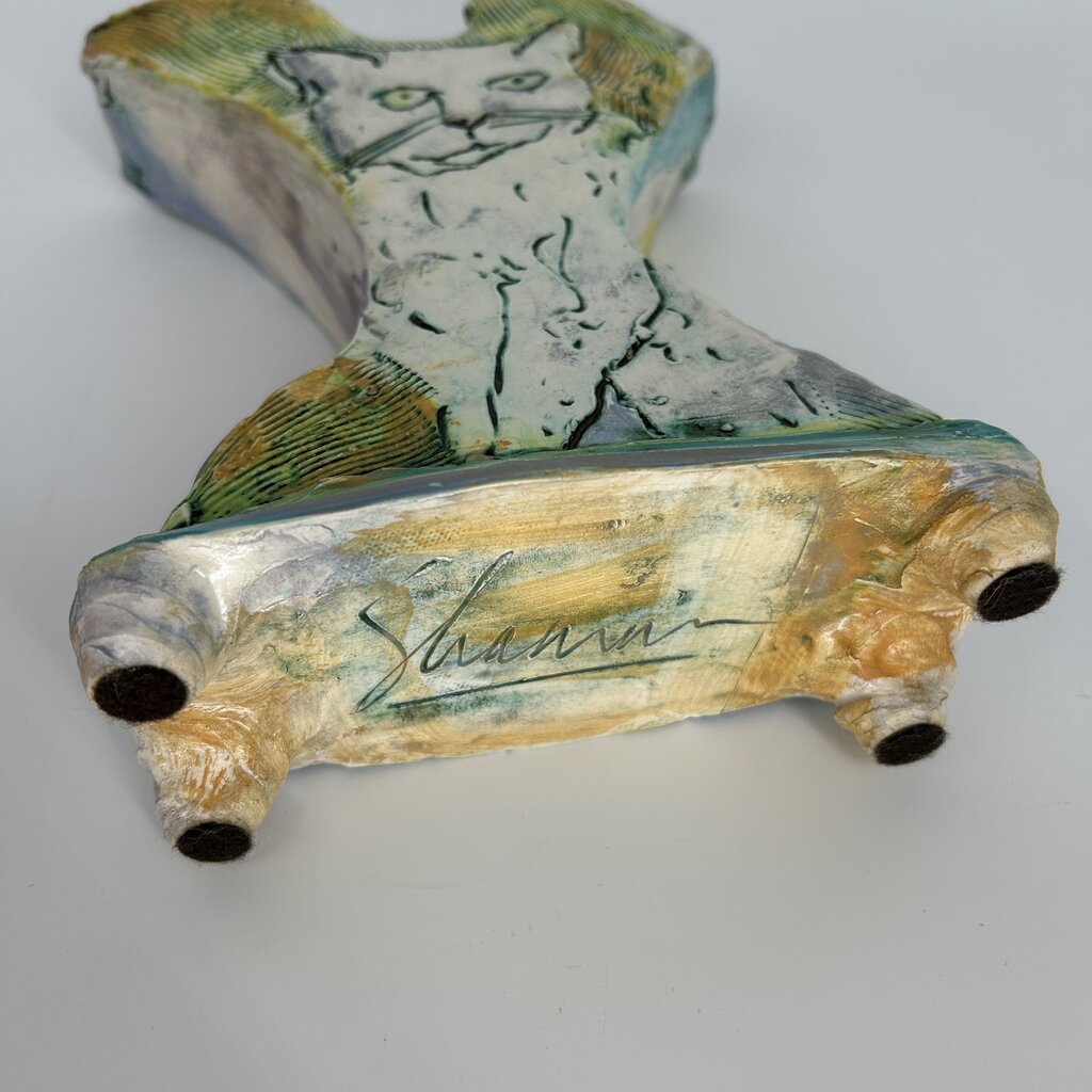 Winged Cat Etched Vase