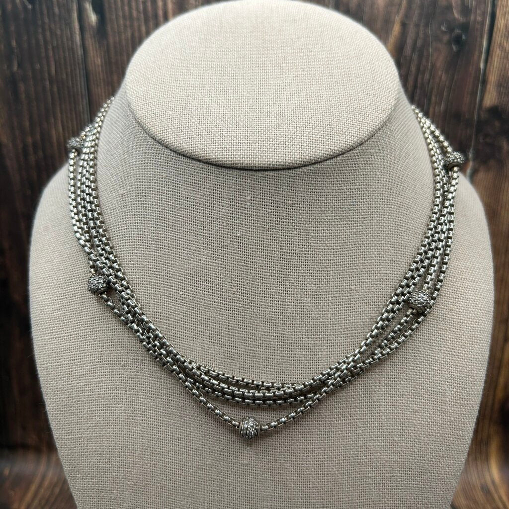 David Yurman Multi Strand Diamond Necklace