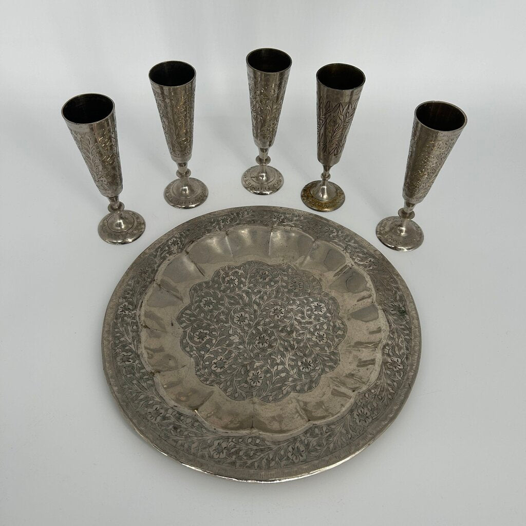 ZY India Cups & Platter Set