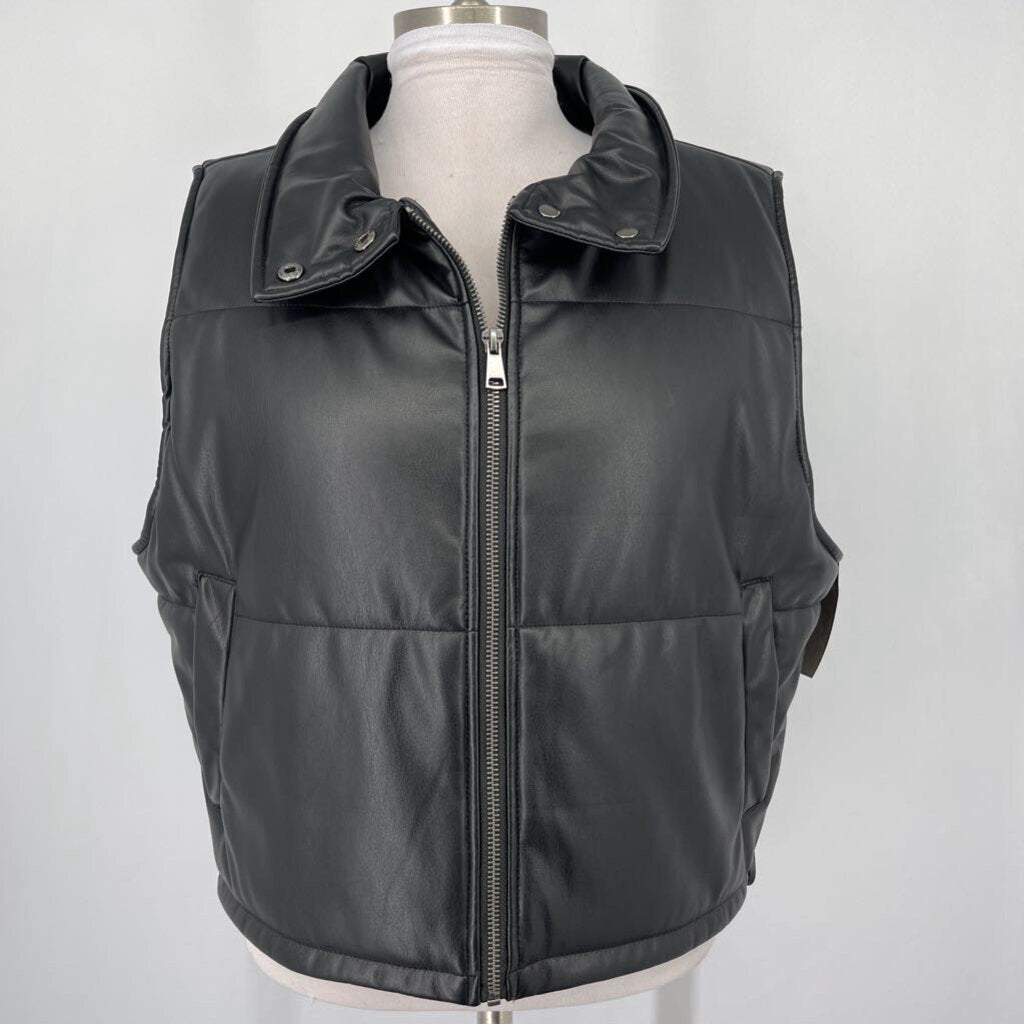 Anthropologie Fuax Leather Puffer Vest