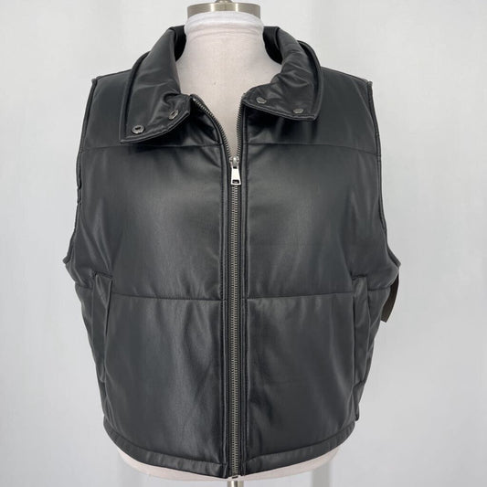 Anthropologie Fuax Leather Puffer Vest