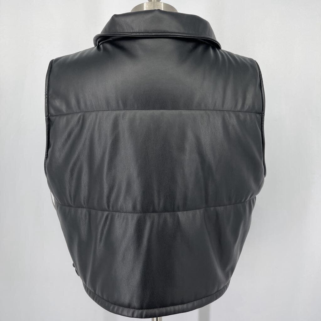Anthropologie Fuax Leather Puffer Vest