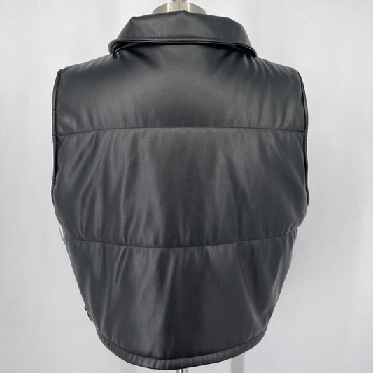 Anthropologie Fuax Leather Puffer Vest