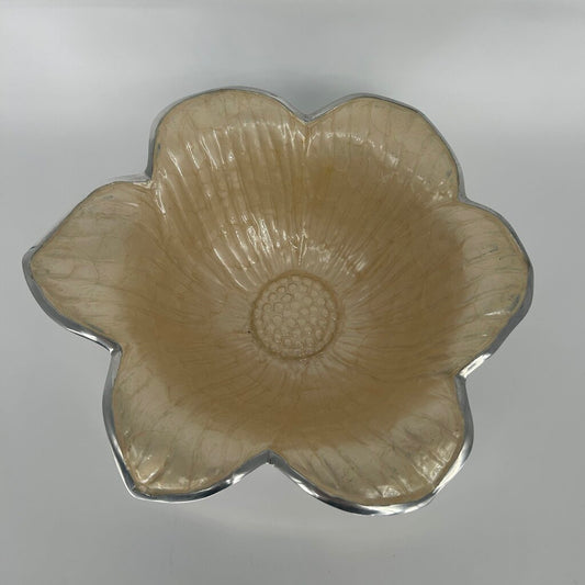 Metal & Enamel Floral Bowl