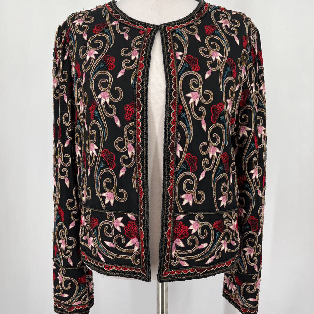 Papell Open Embroidered Jacket