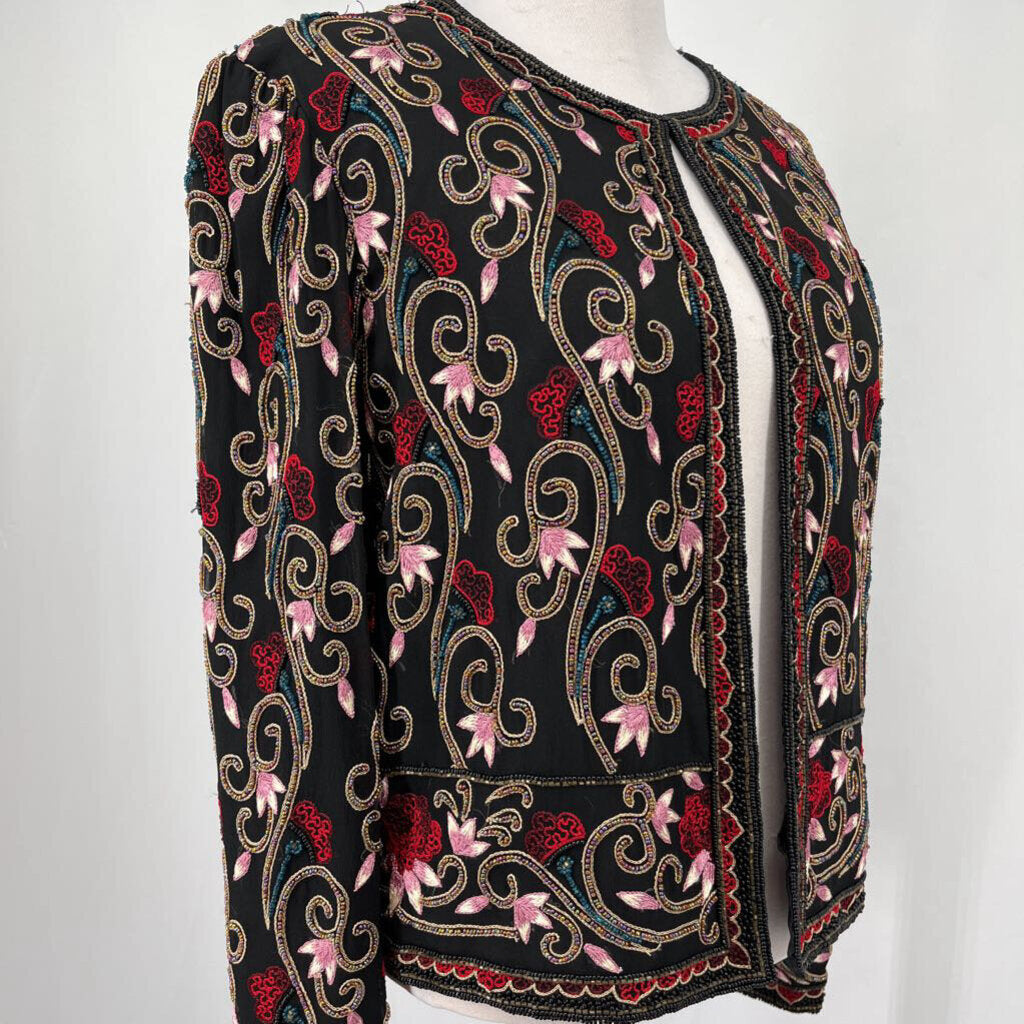 Papell Open Embroidered Jacket