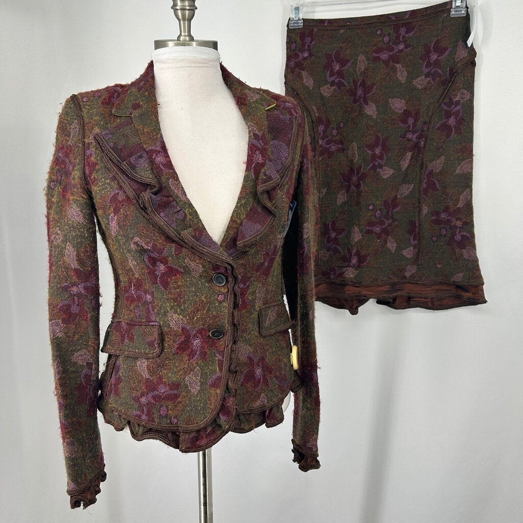 Etro 2pc Tweed & Floral Suit