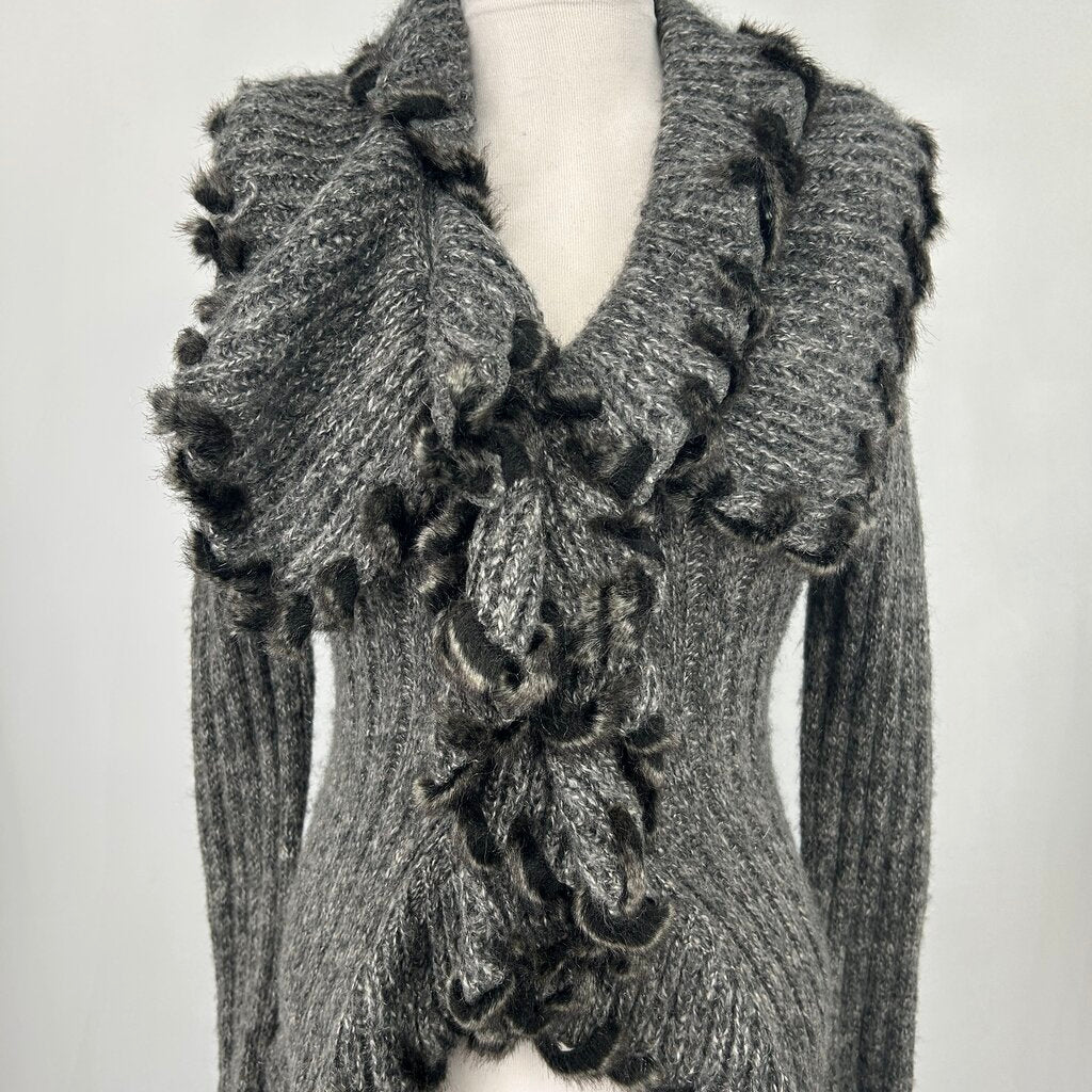 Lapis Cardigan w/Faux Fur Trim