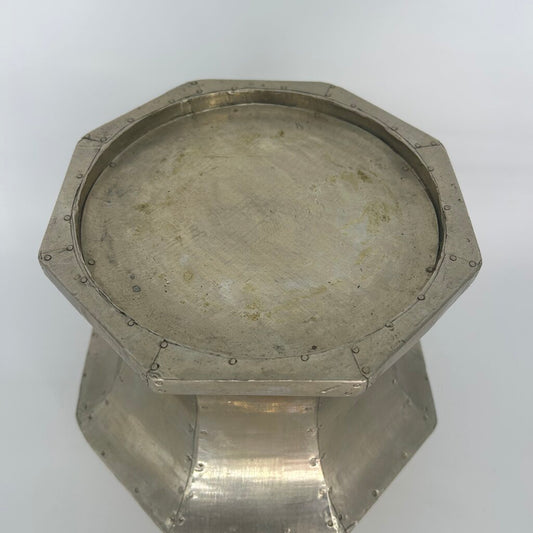 Metallic Panel Pedestal Candle Holder