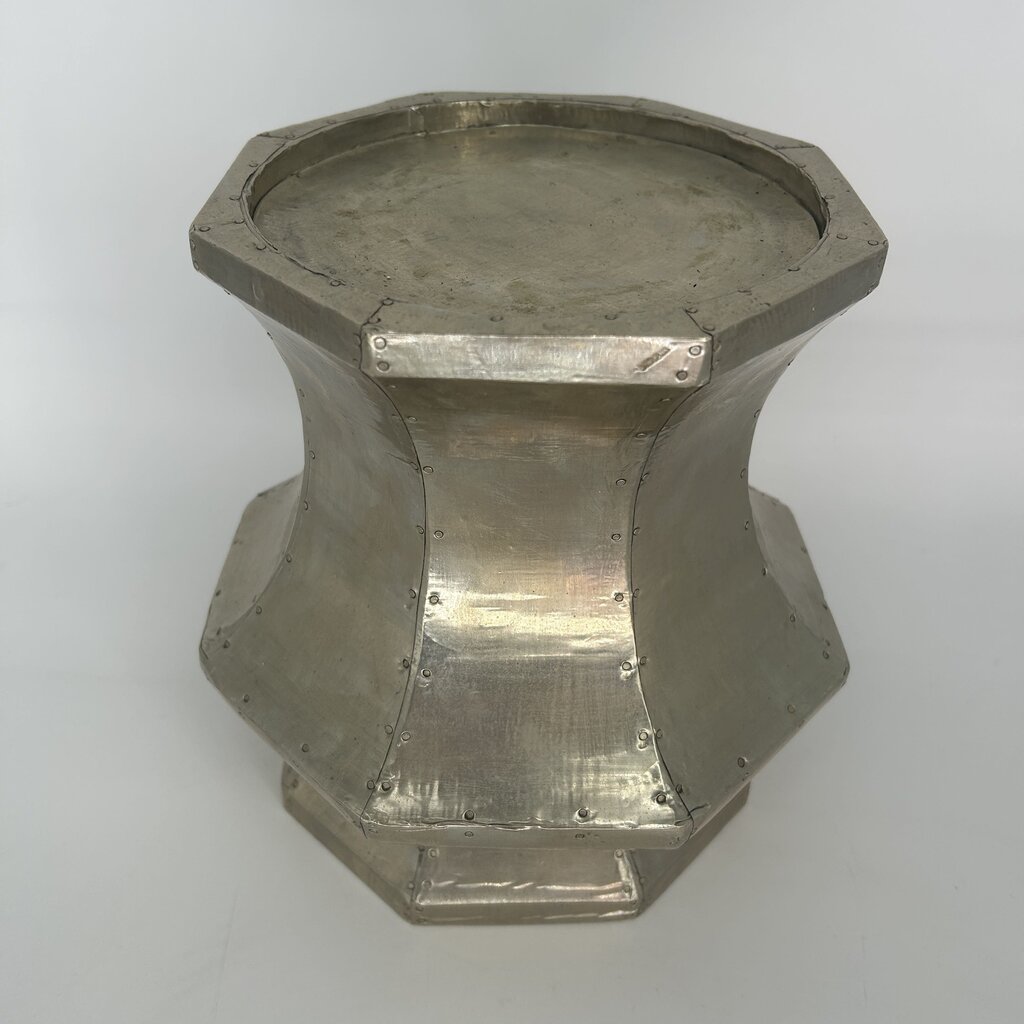 Metallic Panel Pedestal Candle Holder