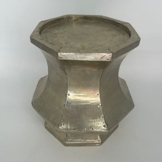 Metallic Panel Pedestal Candle Holder