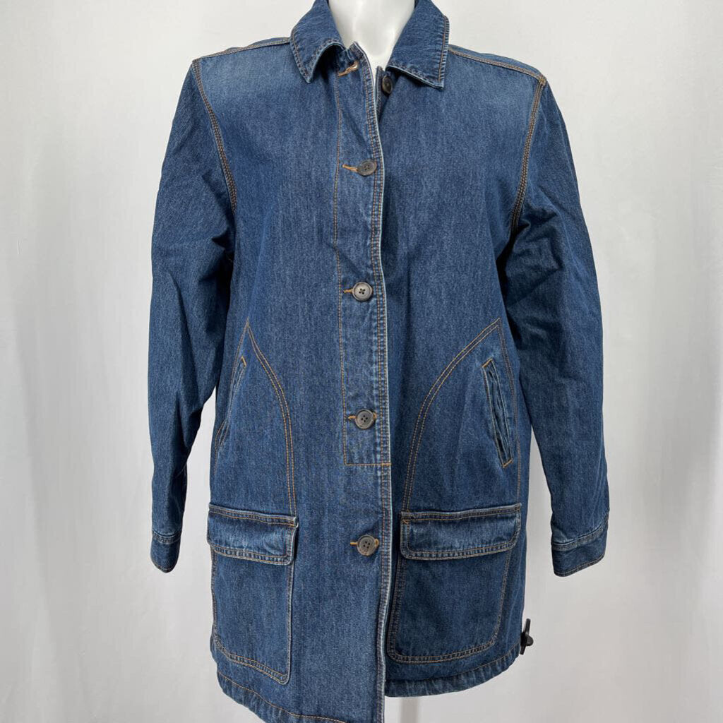 Lands End Plaid Lined Denim Jacket