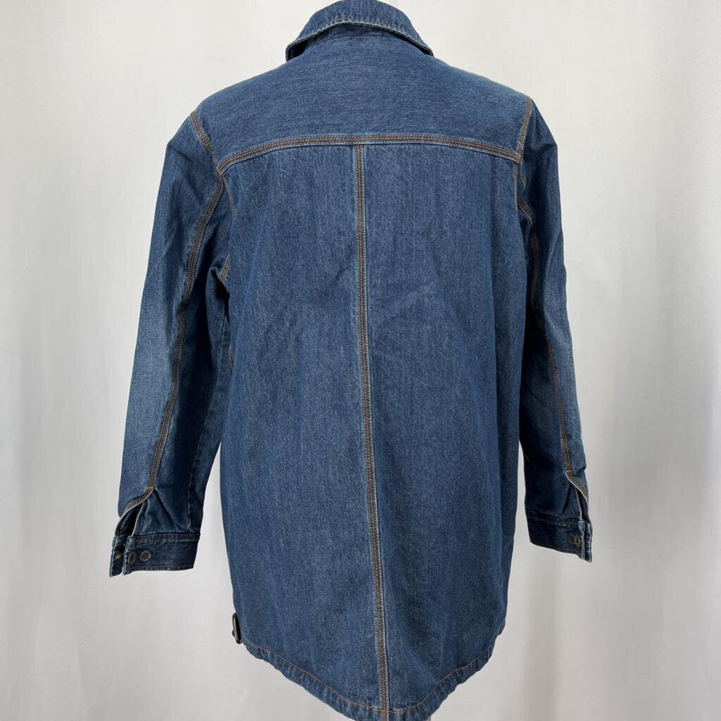 Lands End Plaid Lined Denim Jacket