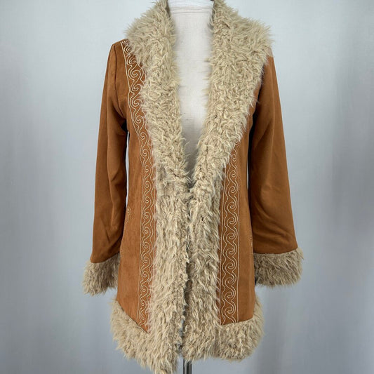 Audrey Parks Faux Fur Trim Coat