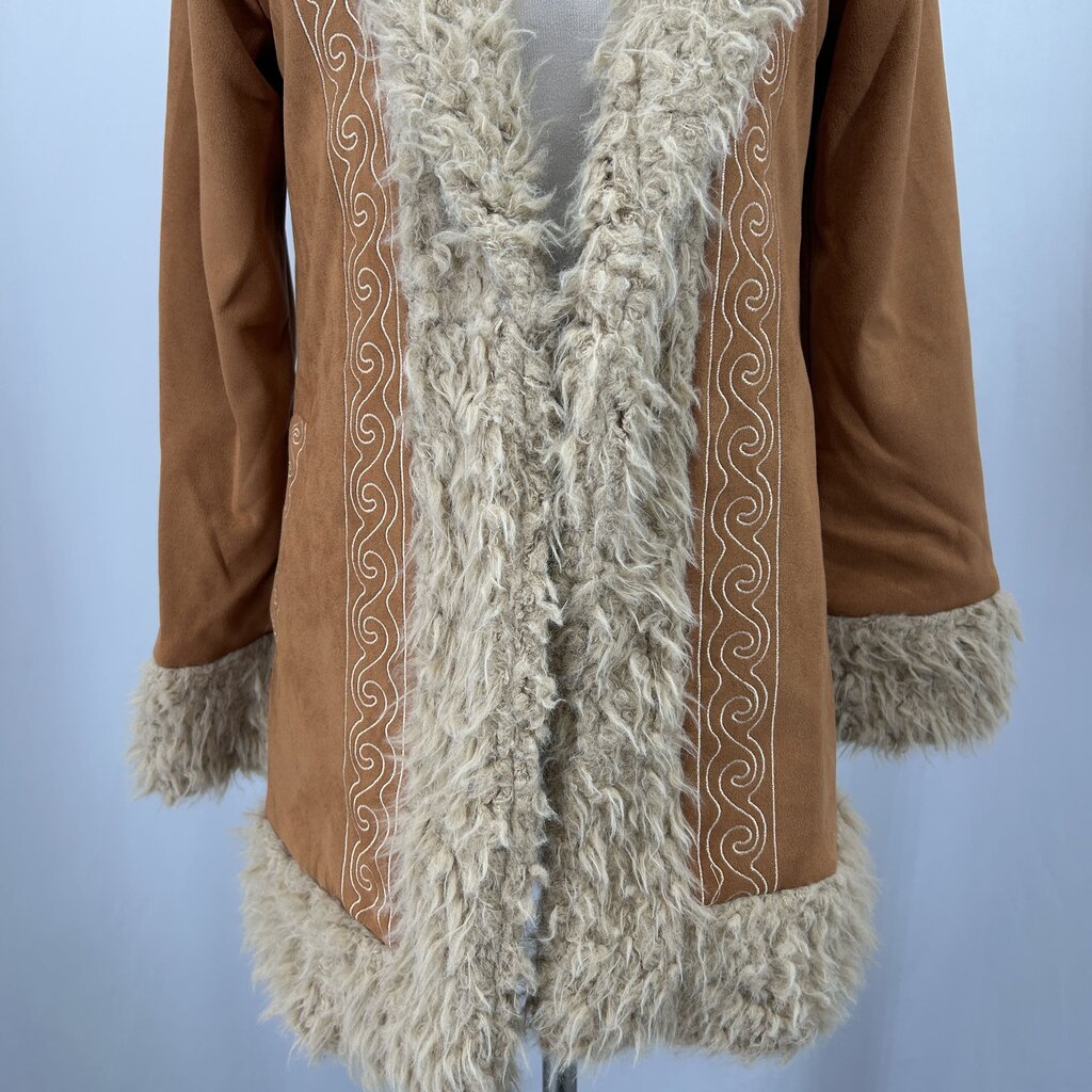 Audrey Parks Faux Fur Trim Coat