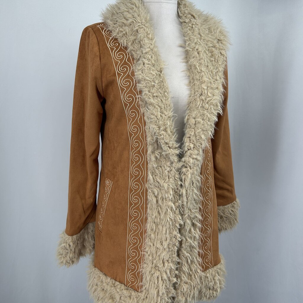 Audrey Parks Faux Fur Trim Coat