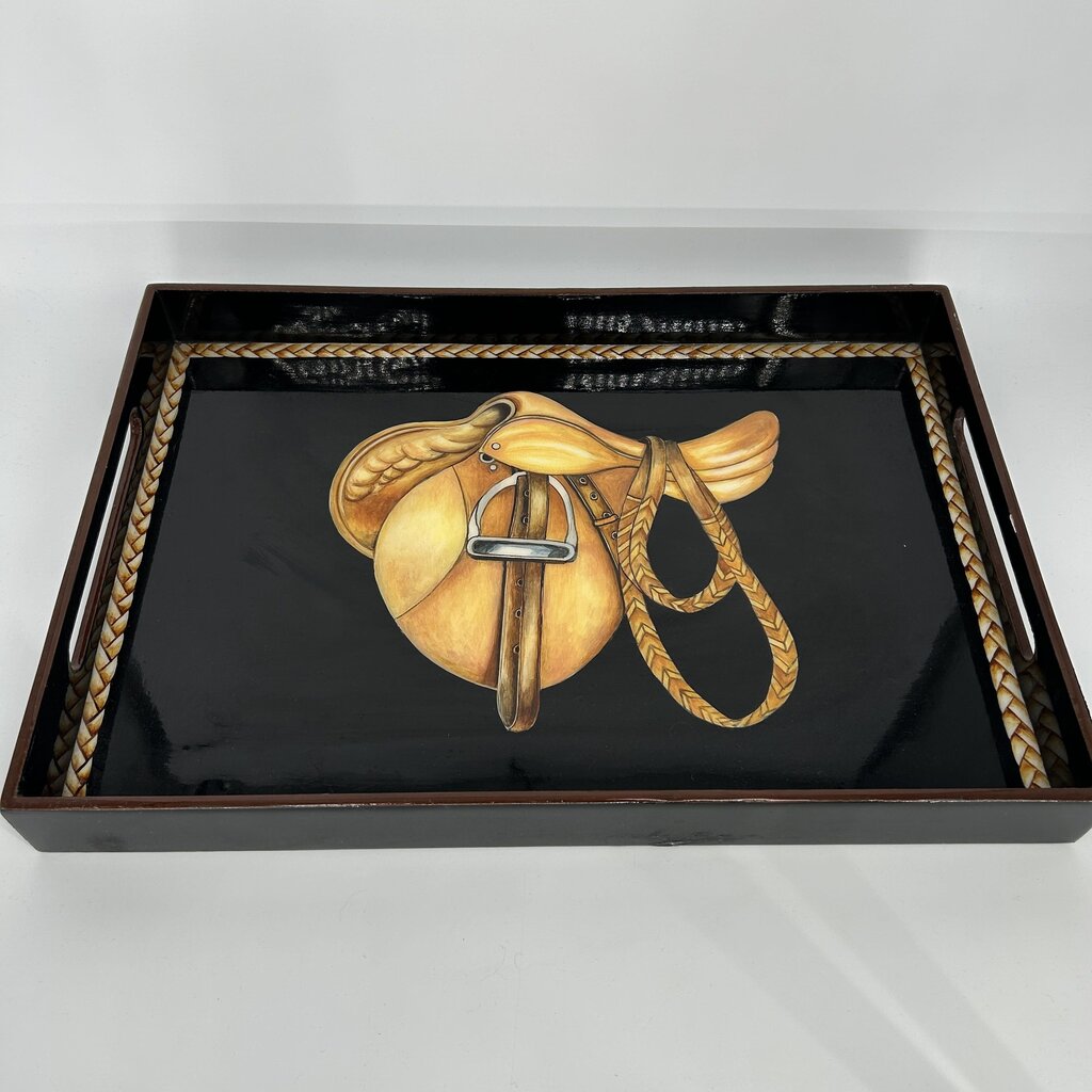 Lacquered Tray with Painted Saddle