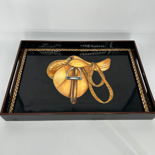 Lacquered Tray with Painted Saddle
