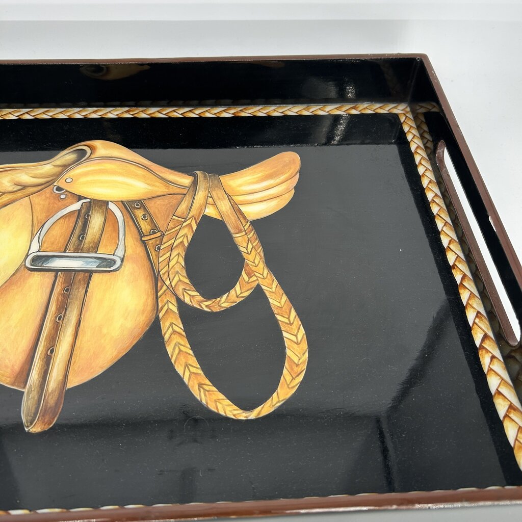 Lacquered Tray with Painted Saddle
