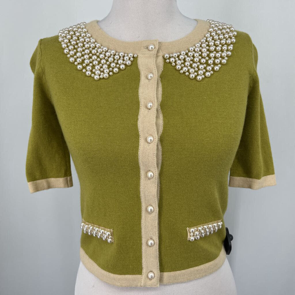 Darling S/s Pearl Trim Cardigan
