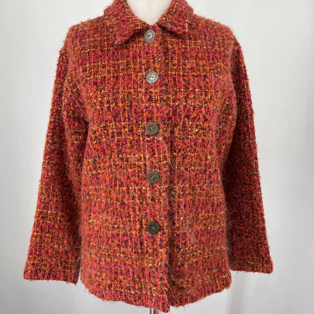 Chicos 3/4 Slv Fuzzy Tweed Jacket