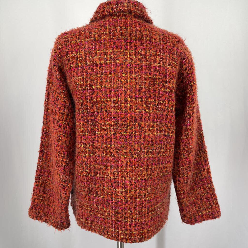 Chicos 3/4 Slv Fuzzy Tweed Jacket