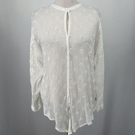 Johnny Was Open Embroidered Blouse