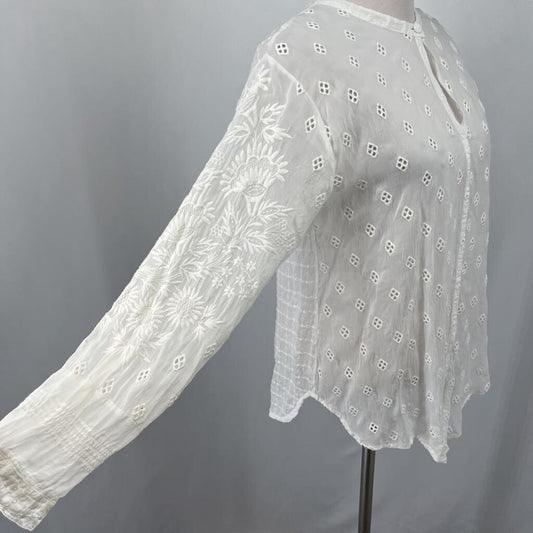 Johnny Was Open Embroidered Blouse