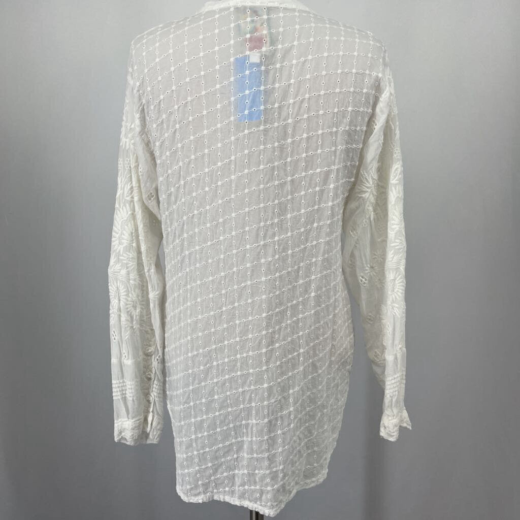 Johnny Was Open Embroidered Blouse