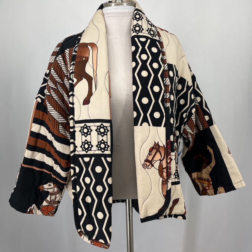 3/4 Slv Quilted Open Jacket