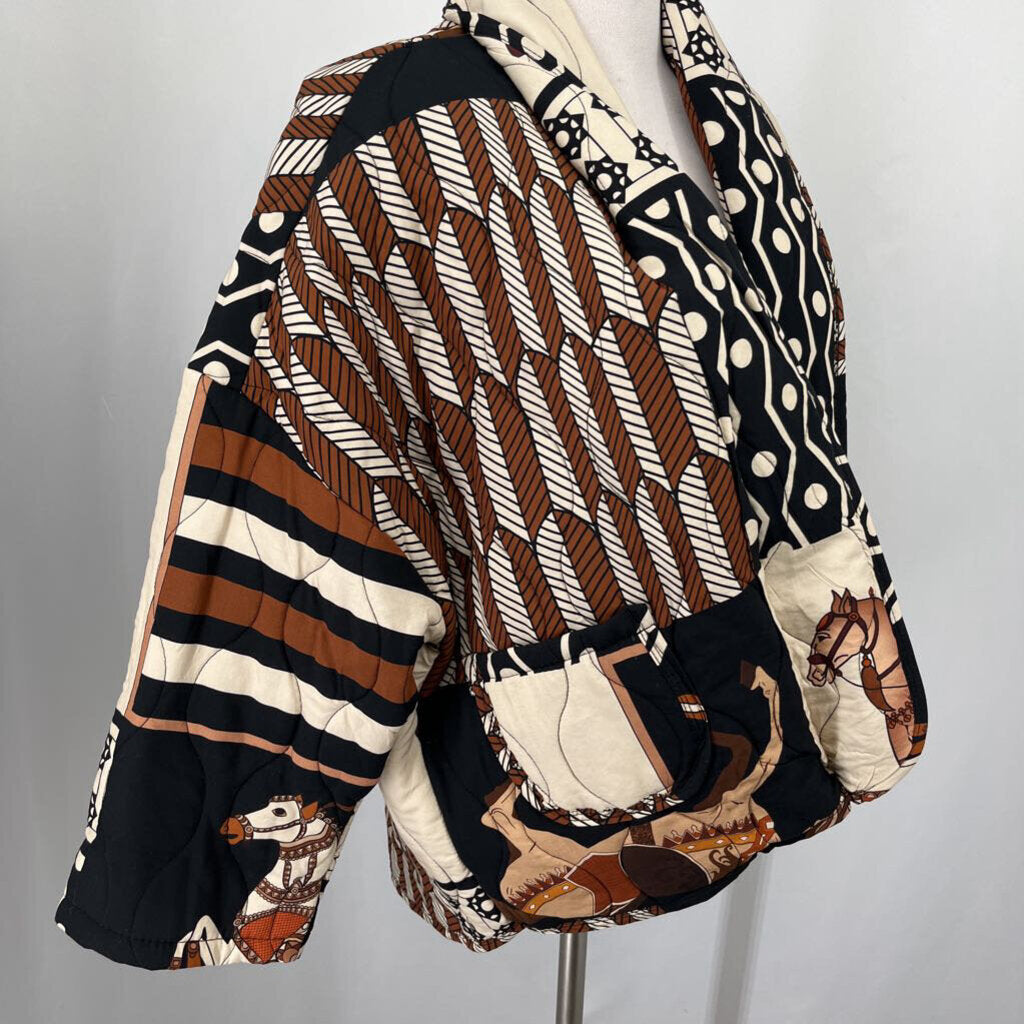 3/4 Slv Quilted Open Jacket