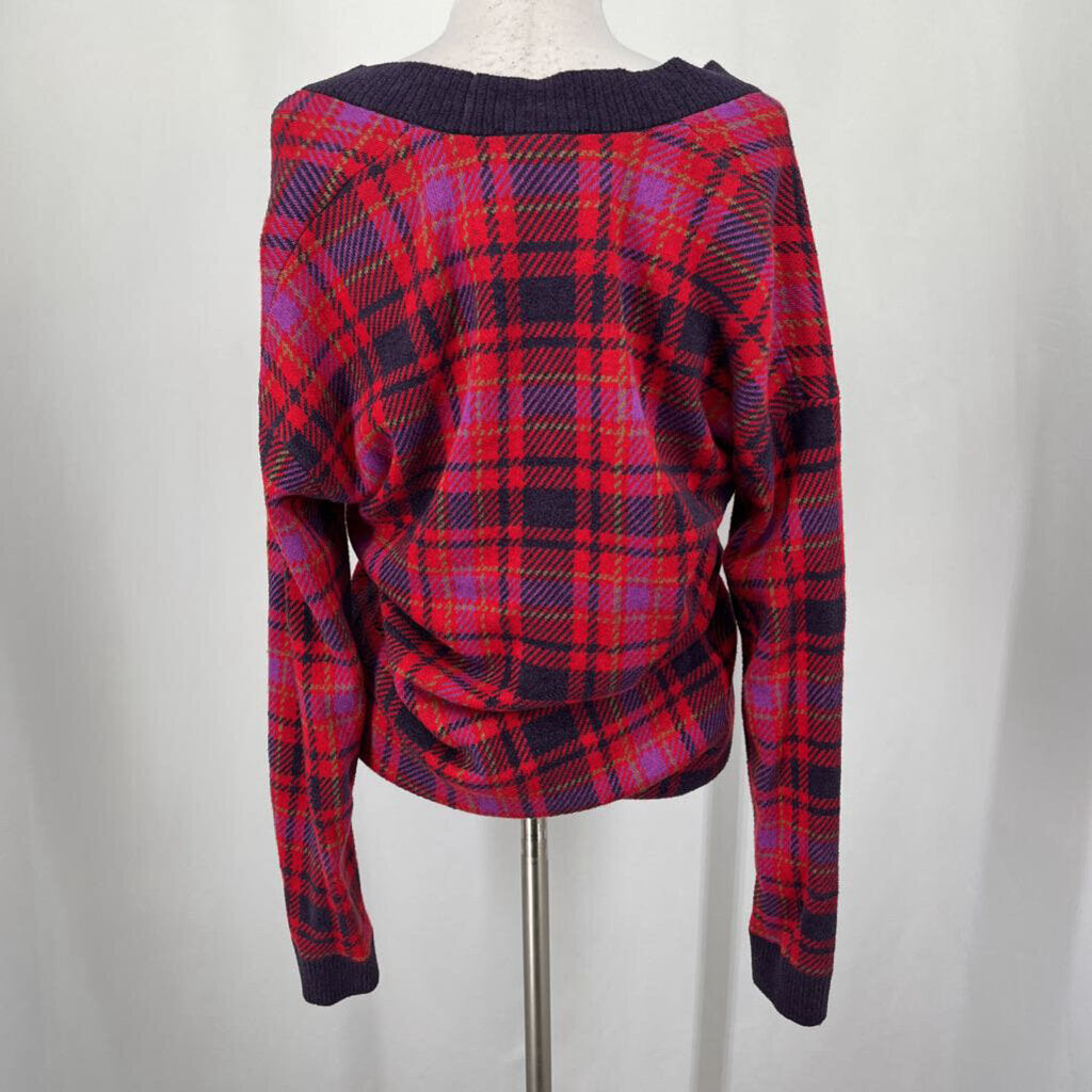 Ann Taylor L/s Plaid Cardigan
