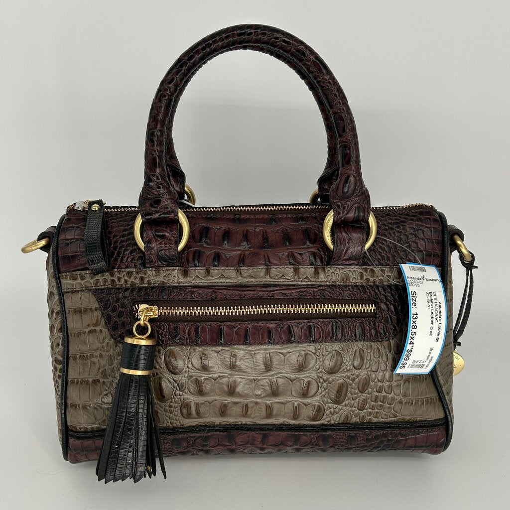 Brahmin Leather Croc Embossed Satchel